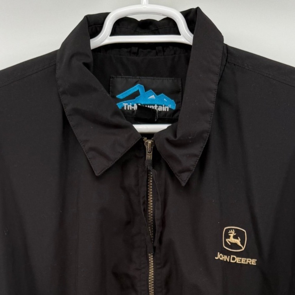 Tri-Mountain John Deere Jacket Mens 2XL Black Embroidered Logo Full Zip Bomber